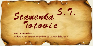 Stamenka Totović vizit kartica